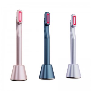 EMS Red Light Eye Wand 360 Deree Rotation, Beauty Eye Massager 지팡이 38 ° ~ 40 ℃, 열이있는 아이 크림 부스터/진동/빨간색 모드, 미세한 라인 리무버