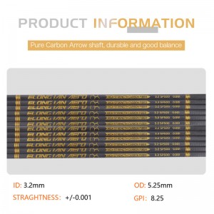 엘롱 어로우 32 인치 3.2mm 하이 모듈러스 탄소 섬유 화살표 아처 용.