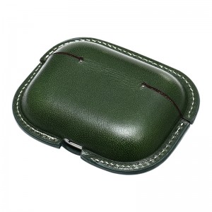 새로운 Apple AirPods Pro2 보호 케이스, 군사 녹색 매칭 송아지 스킨 통합 보호 케이스, 블루투스 헤드셋 케이스 충돌 저항 가죽 케이스