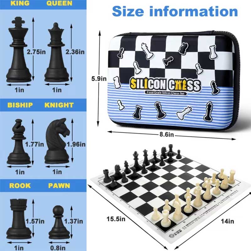 실리콘 체스 교육 장난감 게임 실리콘 체스 보드 및 조각 세트