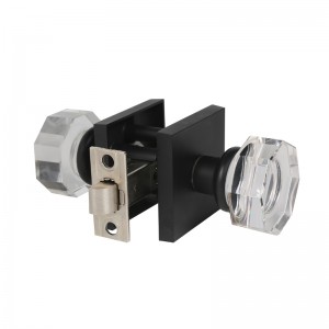 S2603 투명 유리 수정 문 손잡이 내부, 팔각형 모양 프라이버시 도어 손잡이 침실/bathroom, 무광택 검은 색