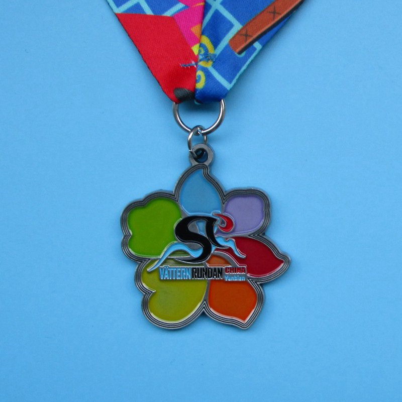 리본이있는 다채로운 소프트 에나멜 골동품 도금 스포츠 합금 메달