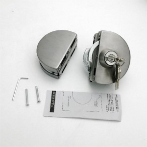 GDL001 201 스테인리스 스틸 상업용 내구성 금속 크롬 유리 도어 방지 보안 잠금 장치, 더블 스윙 힌지 프레임리스 푸시 슬라이딩 게이트 잠금