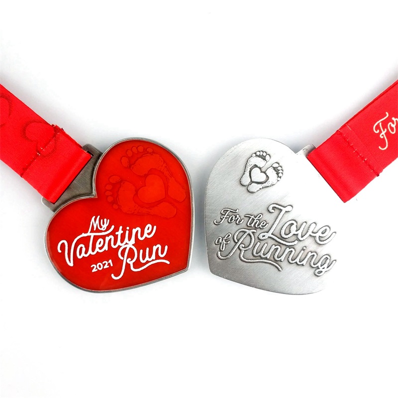 Valentine의 날을위한 완벽한 선물 가이드 러브 홀리데이 반짝이는 달리기 메달