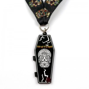 금속 다이 캐스팅 7/8 인치 매트 블랙 메탈 메달 할로윈 조기 스포츠 메달