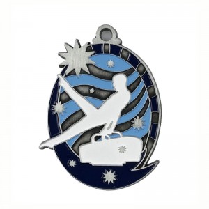 개그 18k 금 도금 정사각형 사각형 메달 펜던트 리듬 체조 메달