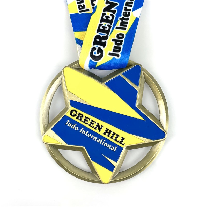 컬러 3D 에나멜 메달 골드 실버 브론즈 메달 스포츠 메달 및 리본