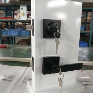 단일 실린더 데드 볼트 세트가있는 사각형 입구 레버, 키가 똑같은 콤보 도어 잠금, 헤비 듀티 엔트리 도어 잠금장, 무광택 블랙 1 팩