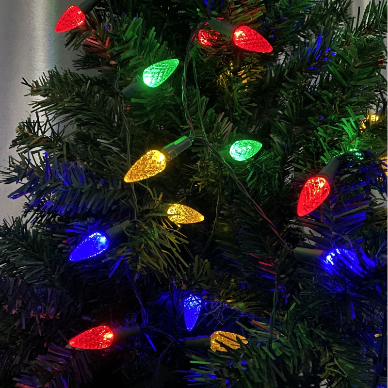 스마트 C9 딸기 크리스마스 조명 세트 야외 방수 LED RGB 화려한 크리스마스 조명 문자열