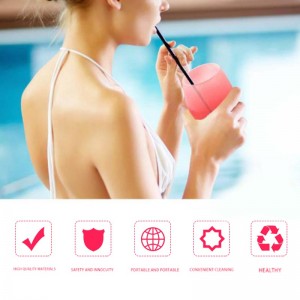 12oz 파티, 캠핑, 해변 및 보트를위한 재사용 가능한 산산조각 와인 잔, 스템리스 실리콘 와인 잔, 히피 홉, 히피 홉,