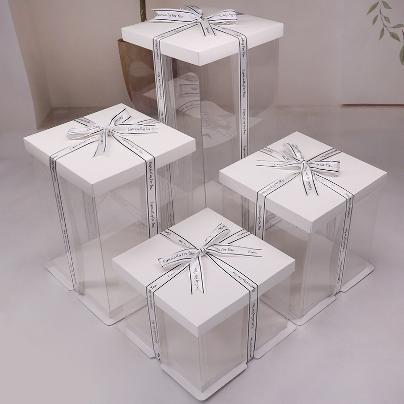 정사각형 투명한 생일 케이크 상자