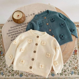 어린이의 니트 가디건 순수면 스웨터