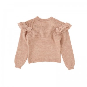 플라운스 니트 코튼 아이 여자 여자 스웨터와 함께 최신 겨울 라운드 목