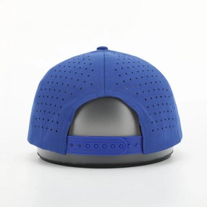 새로운 패션 커스텀 PVC 패치 로고 5 패널 방수 폴리 에스테르 스포츠 골프 모자, 레이저 컷 천공 아빠 고르 라, 로프 야구 모자