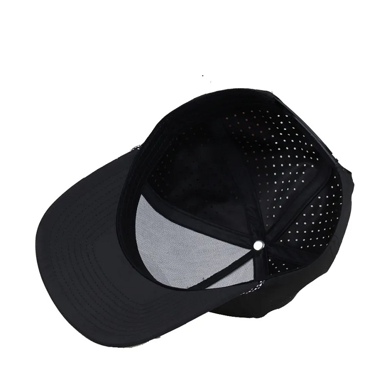 맞춤형 방수 레이저 컷 드릴 구멍 천공 된 모자 5 패널 고무 PVC 로고 야구 모자
