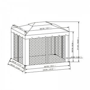 10 피트 x 12 피트 전망대 야외 활동 모기장, 초콜릿