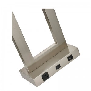 브러시가있는 니켈 마감, on/off 로커 스위치, 편리한 콘센트 및 USB 포트가있는 개츠비 1 라이트 테이블 램프