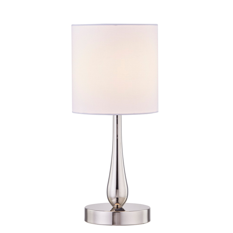 세련된 니켈 마감과 on/off 로커 스위치가있는 작은 스타일 테이블 램프