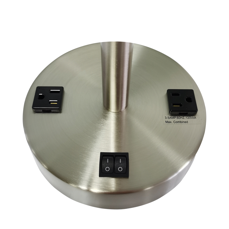 간단한 스타일 브러시 니켈 마무리 나이트 스탠드 테이블 램프 옵션/로커 스위치와 객실에 편리한 두 개의 아울렛