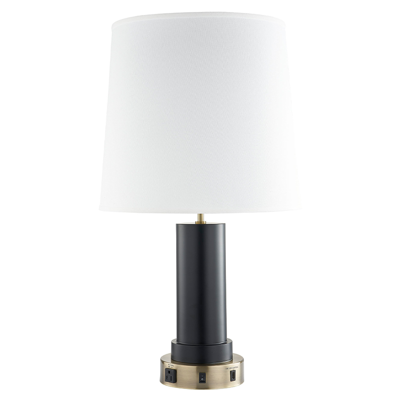 골동품 황동 및 검은 색 마감 처리 된 커스텀 나이트 즈 램프, ON/OFF 로커 스위치, 편리한 콘센트 및 객실의 USB 충전 포트