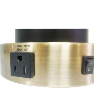 골동품 황동 및 검은 색 마감 처리 된 커스텀 나이트 즈 램프, ON/OFF 로커 스위치, 편리한 콘센트 및 객실의 USB 충전 포트