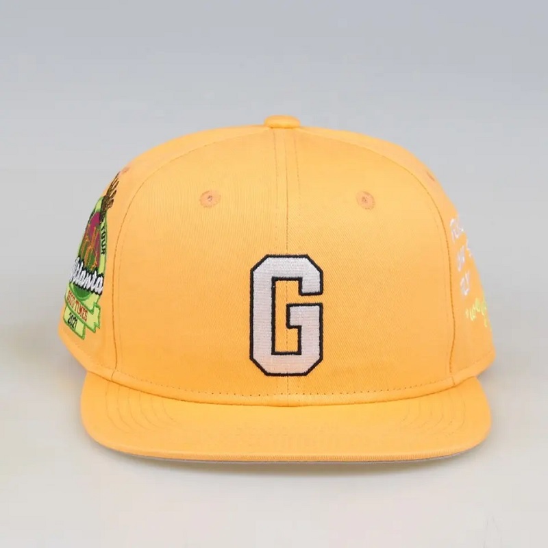 중국에서 만들기 남성용 6 개의 패널 스냅 백 야구 모자 Custom Gorras Snapbacks 자수 모자 노란색