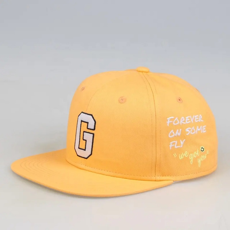 중국에서 만들기 남성용 6 개의 패널 스냅 백 야구 모자 Custom Gorras Snapbacks 자수 모자 노란색