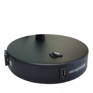 /off 로커 스위치, 편리한 콘센트 및 호텔 객실의 USB 충전 포트가있는 무광택 블랙 데스크 라이트