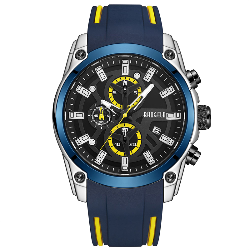 Baogela Men \\ '의 군사 스포츠 시계 남자 방수 패션 블루 실리콘 스트랩 손목 시계 남자 고급 브랜드 Luminous Watch 22705