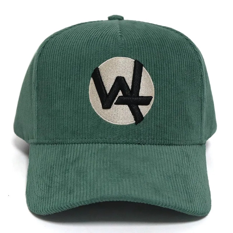맞춤형 직접 공장 5 패널 야구 모자 녹색 코듀로이 모자 3D 퍼프 자수 로고면 땀 밴드 겨울 모자