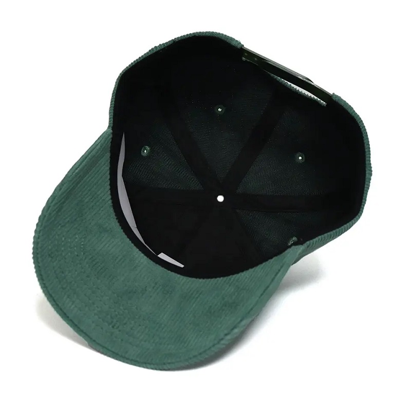 맞춤형 직접 공장 5 패널 야구 모자 녹색 코듀로이 모자 3D 퍼프 자수 로고면 땀 밴드 겨울 모자