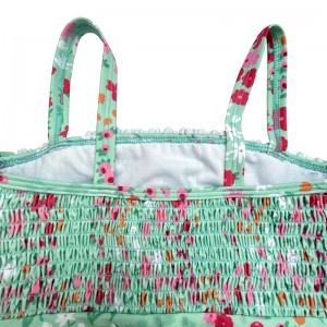 플로럴은 원피스 Shirr 어린이 수영복을 인쇄합니다