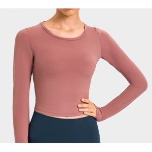 자른 핑거 코트 o 목 요가 셔츠