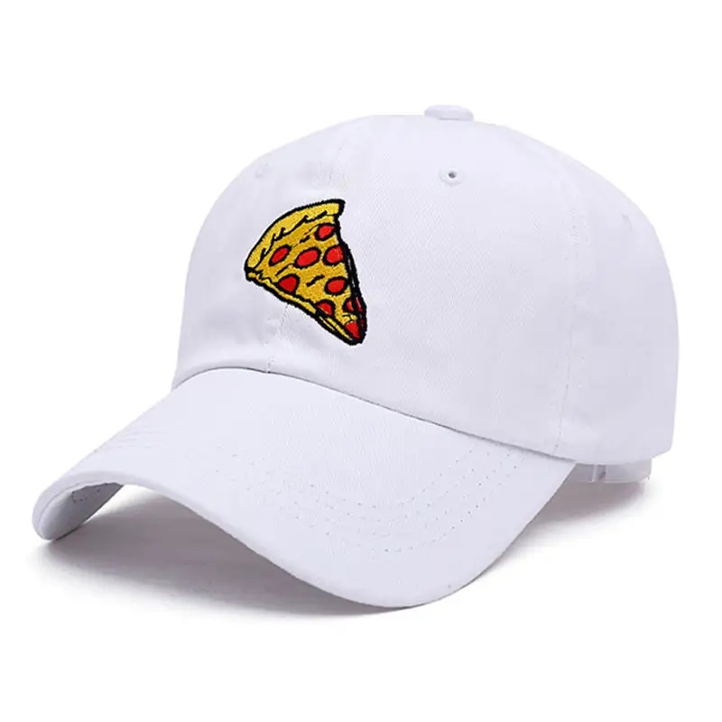 새로운 피자 자수 아빠 캡 트럭 운전사면 모자 남성 남성 조절 가능한 크기 야구 모자 야외 스포츠 선 모자