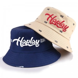 커스텀 코튼 버킷 모자 디자인 사용자 정의 로고로 자수 버킷 모자