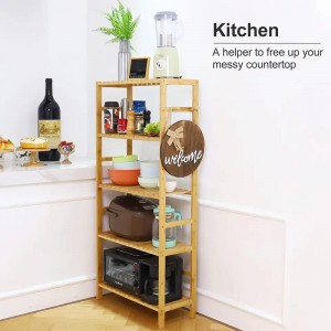 5 층 조절 가능한 책장 높은 방수 욕실 랙 플랜트 랙 랙 대나무 책장