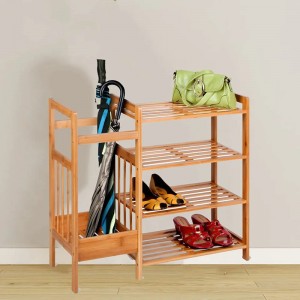 4 개의 레이어 다기능 입구 저장 대나무 신발 랙