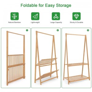 대용량 및 우주 절약 대나무 어린이 어린이 행거