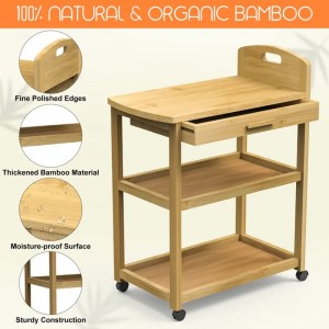 상점을위한 열린 선반 음식 준비 트롤리 대나무 저장 선반 자동차