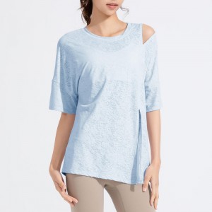 SC10262 티셔츠 느슨한 캐주얼 피트니스 요가 짧은 소매 상단 요가 T 셔츠 피트니스 라운드 넥 티셔츠 달리기