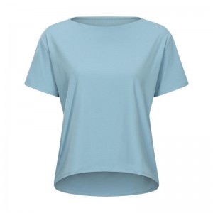 SC10266 커스텀 로고 요가 셔츠 컷 아웃 운동 풀오버 요가 셔츠 짧은 슬리브 스포츠 요가 운동 느슨한 빠른 마른 티셔츠 여자