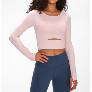 SC10275 타이트 피팅 긴 슬리브 요가 티셔츠 여자 요가 티 셔츠 크롭 탱크 체육관 긴 소매 요가 탑 티셔츠