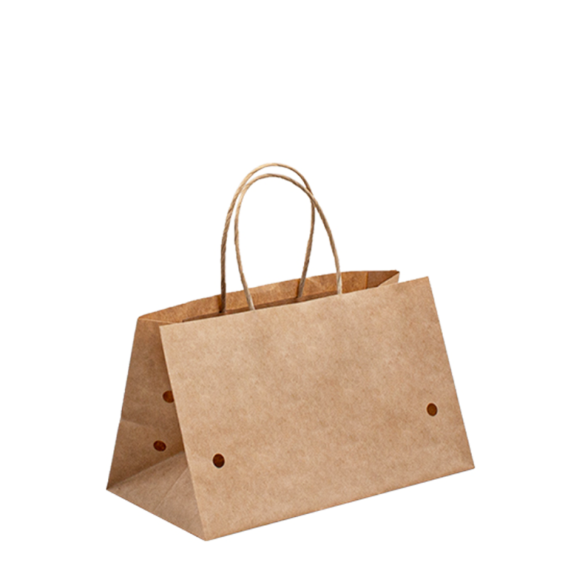 포장 용지 가방으로 로고가있는 포장 용지 가방, 음식을위한 배달 종이 음식 가방, 갈색 종이 크래프트 가방 커스텀