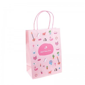 친환경 재활용 검은 흰색 음식 테이크 아웃 포장 공예 용지 가방 상점 선물 갈색 크래프트 종이 가방 손잡이가있는