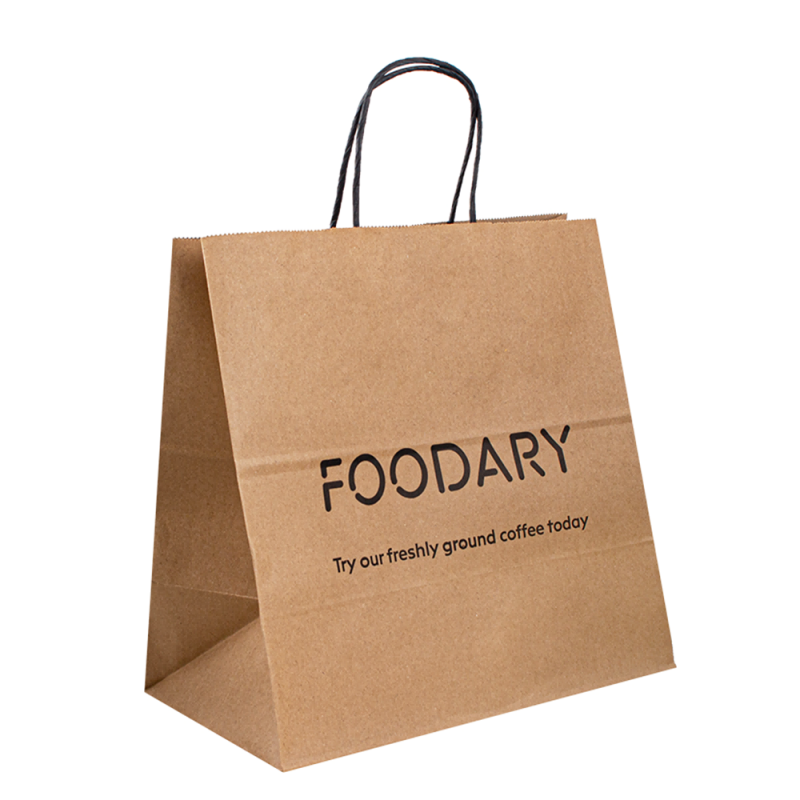 로고 프린트 크래프트 쇼핑 프로모션 브라운 크래프트 맞춤형 종이 가방이 포함 된 종이 가방