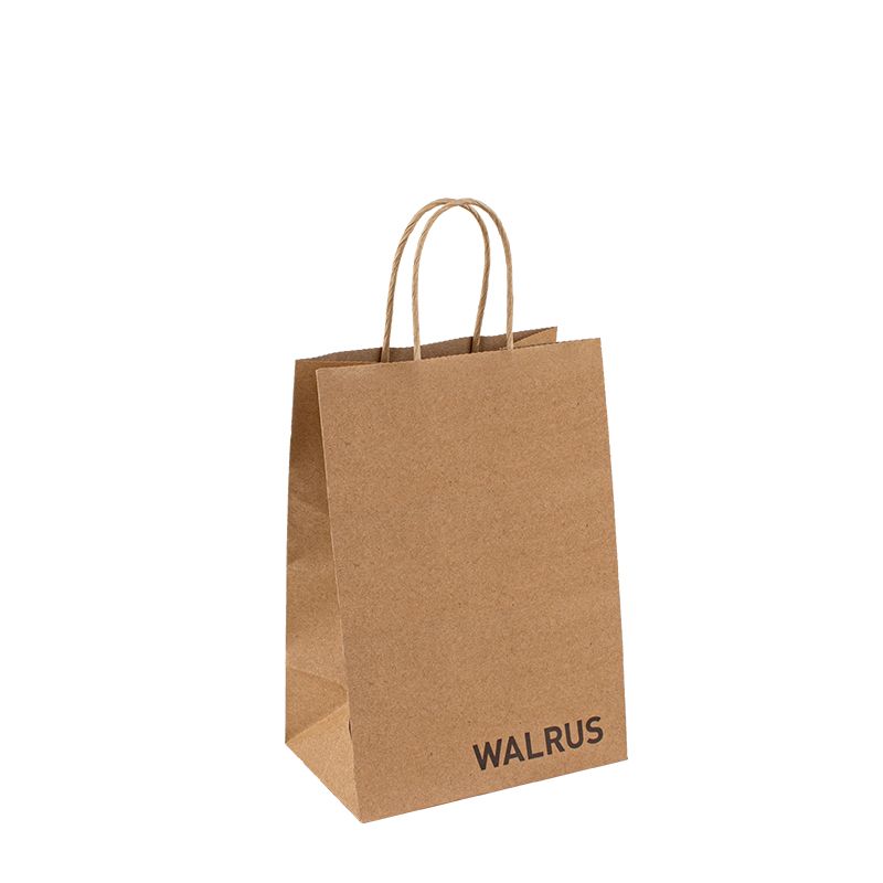 음식 테이크 아웃 공예품 핸들 종이 가방 손잡이 종이 봉지를위한 갈색 크래프트 종이 가방
