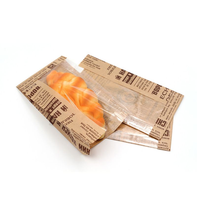 창문 FCS SGS FDA 인증이있는 갈색 빵 크래프트 종이 포장 가방