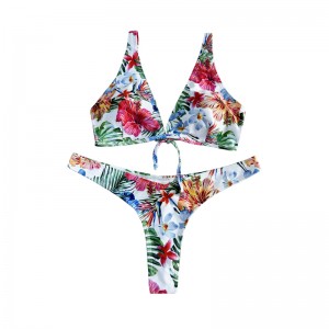 꽃 민족 스타일의 활 활 넓은 스트랩 2 피스 수영복