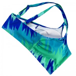 넓은 스트랩이있는 청록색 인쇄 2 피스