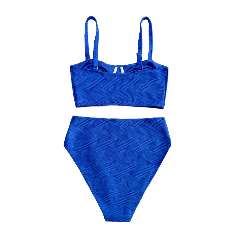 넓은 바닥 특별 패브릭 섹시한 2 피스 수영복을 가진 파란색 패턴 고삐